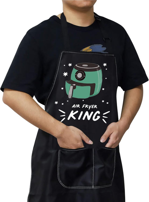 BWWKTOP Adjustable Air Fryer Oven Apron with Pockets, Gifts for Air Fryer Lovers & Chefs, Air Fryer King