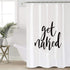 Z&L Home Get Naked Black Script Shower Curtain, White Bathroom Decorations with Hooks, Polyester Fabric 72x78 Inches