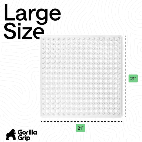 21x21 Inch, GORILLA GRIP Patented Square Shower Stall Mat, Small Bathtub Floor Mats for Stand Up Showers with Suction