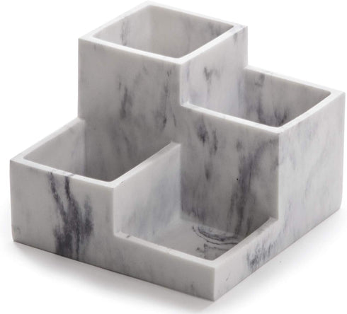 BINO Multi Purpose Organizer - 4 Compartment Makeup Holder for Vanity, Bathroom Toiletry Organizer, Matte Marble