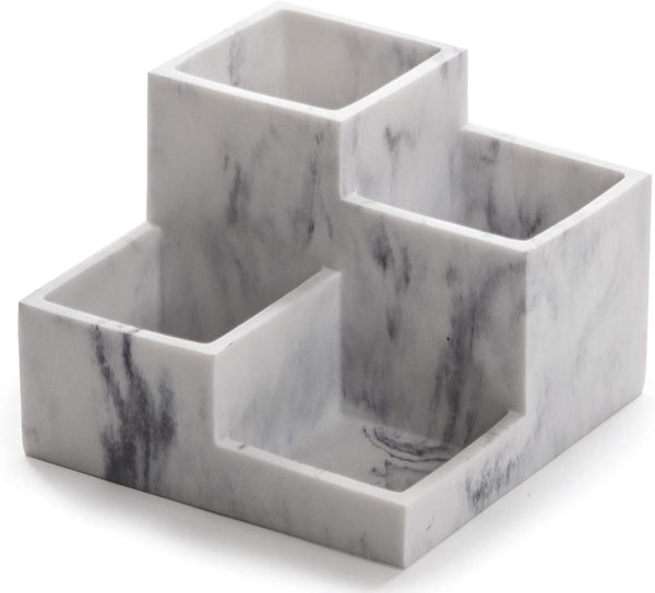 BINO Multi Purpose Organizer - 4 Compartment Makeup Holder for Vanity, Bathroom Toiletry Organizer, Matte Marble