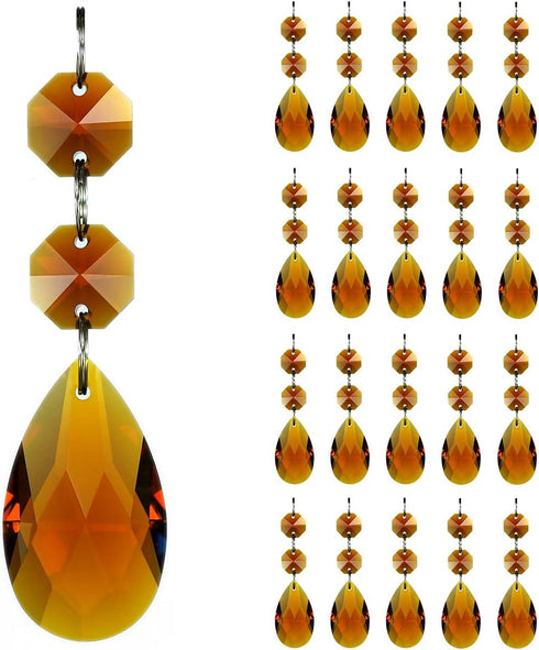 20pcs 38mm Teardrop Chandelier Crystals Pendant Replacement Prism Suncatcher Parts Connected Glass