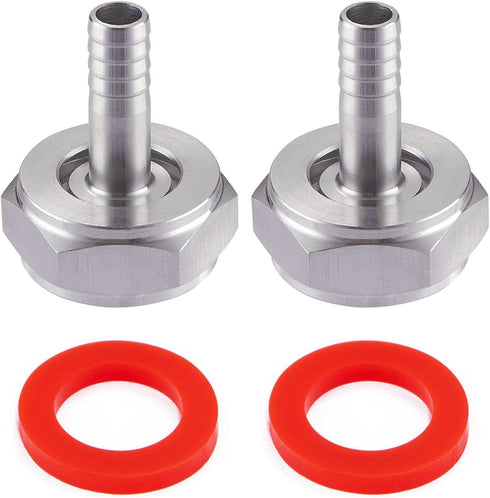 2PCS Keg Coupler Barb Connector, Stainless Steel 304 Beer Kegerator Sankey Couplers, Hex Nut 5/8"G Thread
