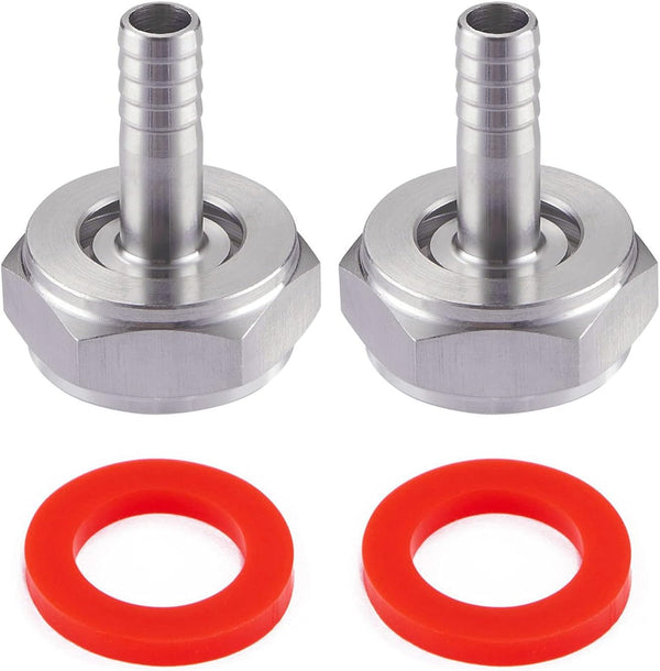 2PCS Keg Coupler Barb Connector, Stainless Steel 304 Beer Kegerator Sankey Couplers, Hex Nut 5/8"G Thread