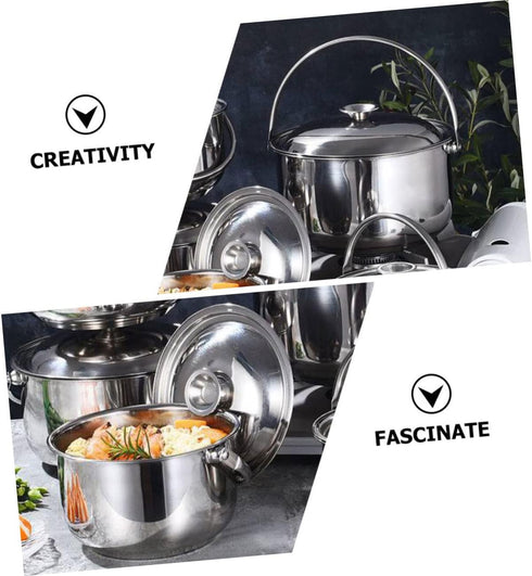 Stainless Steel Cooking Pot Stainless Steel Mixing Bowls Steamer Pot Stainless Steel Cookware Mixing Pot Handle Soup Pot Handheld Mixing Bowl Pot Stainless Pot Stock Pot