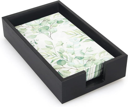 Guest Paper Towels Holder for Bathroom Napkin Tray Black Wooden Napkins Holder for Table Modern Disposable Hand Towel
