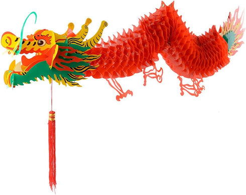 AMS 3D Chinese New Year Paper Dragon Garland Hanging Decoration for New Year Party (39 inch)