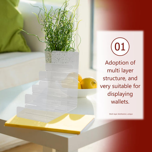 5-Tier 7.67X7.28X3.93 Inches Cabilock Multi-Layer Acrylic Wallet Display Shelf Purse Organizer Stand for Tabletop Use