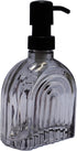 Glass Soap Dispenser for Kitchen and Bathroom, Farmhouse Style Liquid Pump (Grey Glass with Black, 4" x 2" x 6-5/8")
