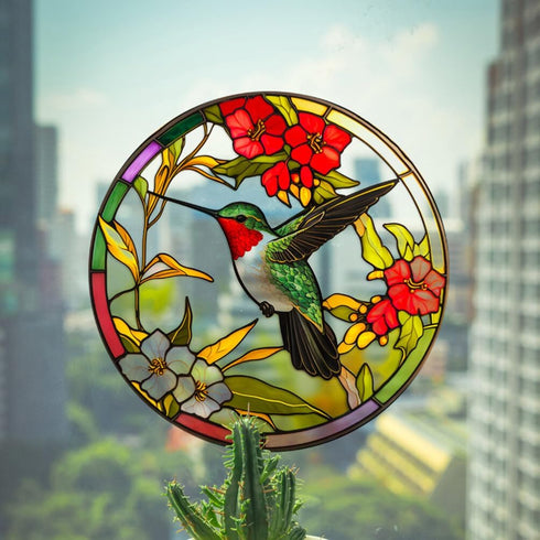 Stained Glass Hummingbird Window Clings Anti-Collision Window Decals Summer Window Stickers Static Clings Birds Strikes on Window Glass Non Adhesive Vinyl Cling Window Clings by VOSAREA