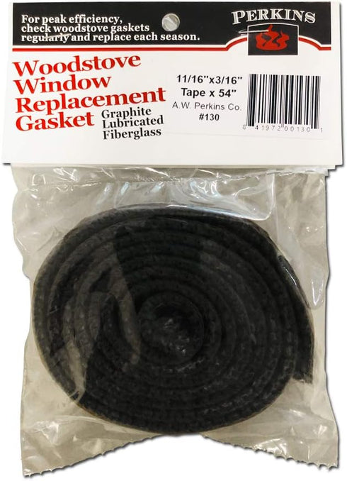 Fireplace AWP130 Self Stick Adhesive Gasket - Wood Pellet Stove Window Glass Door Black Tape