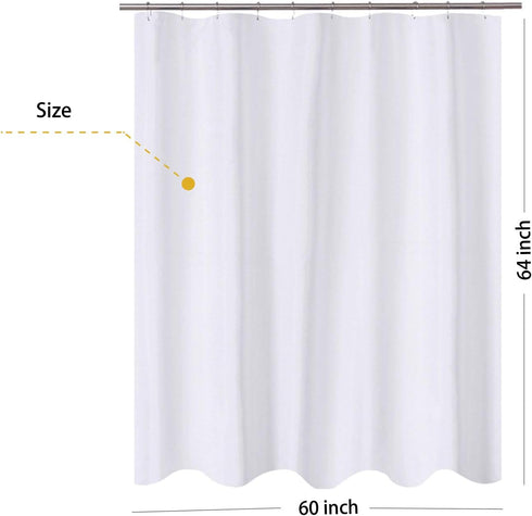 N&Y HOME RV Shower Curtain or Liner Fabric 60 x 64 inches, White Bathroom Curtains with Grommets