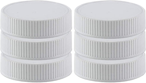 Pinnacle Mercantile Plastic Mason Jar Regular Mouth Screw-On White Lids, 6 Pack, BPA Free, Made in USA