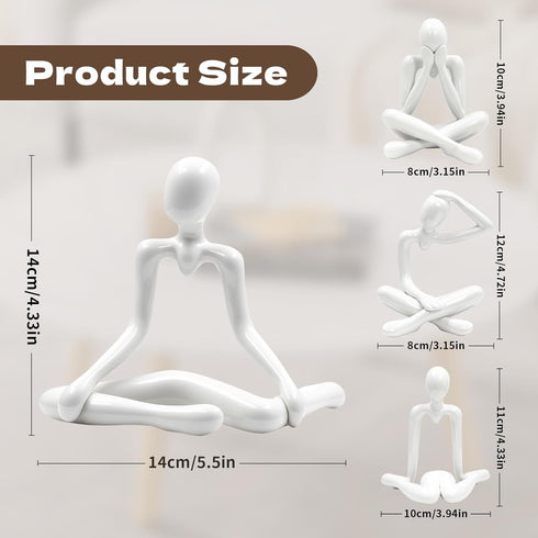 LCNRGB 4PCS Thinker Style Abstract White Statue, Modern Simple ABS Abstract Sculpture Decor, for Home Living Room