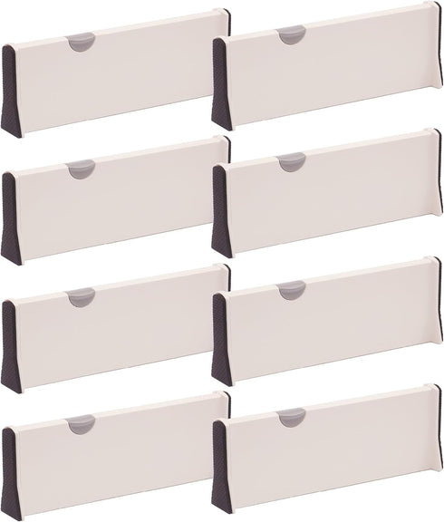 Set of 8 Adjustable Plastic Drawer Dividers, Organizer Separators for Bedroom, Bathroom, Closet, and Kitchen