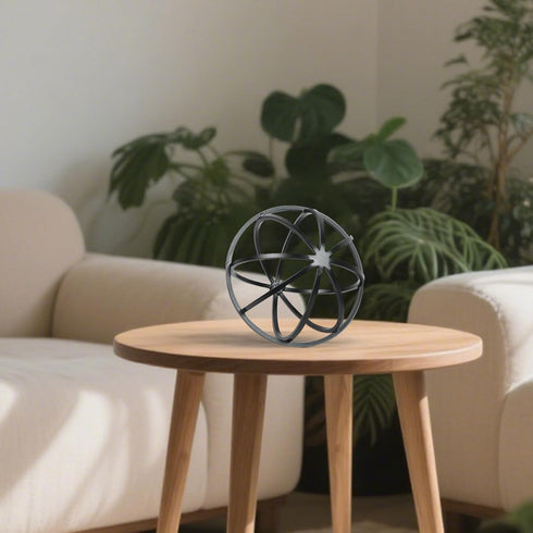 DreamsEden Modern Geometric Sculptures Set - 6" Black Metal Sphere & Cube, Minimalist Tabletop Centerpiece
