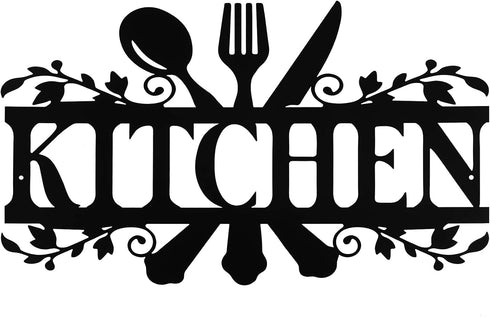 Hotop Black Kitchen Metal Sign, Rustic Country Wall Art for Dining Room, Farmhouse Kitchen Decor, 14 x 8.8 Inches