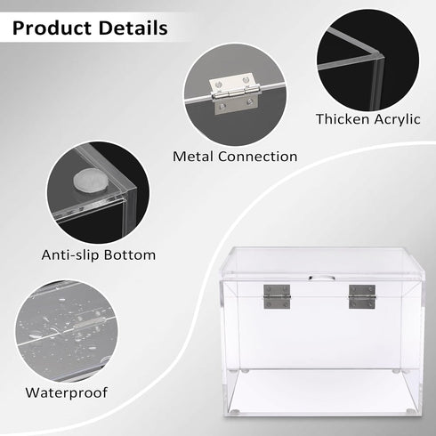 BTSKY Clear Acrylic 4 x 6 inch Index Card Box - Recipe Card Box Plastic Storage Organizer for Notecards