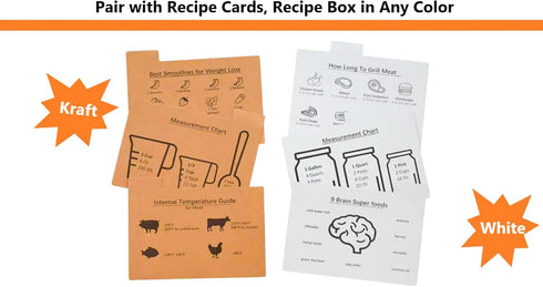 Recipe Card Dividers 4x6 with Tabs (Set of 24) - Printed Cooking Tips Recipe Box Dividers Made of Thick Cardstock