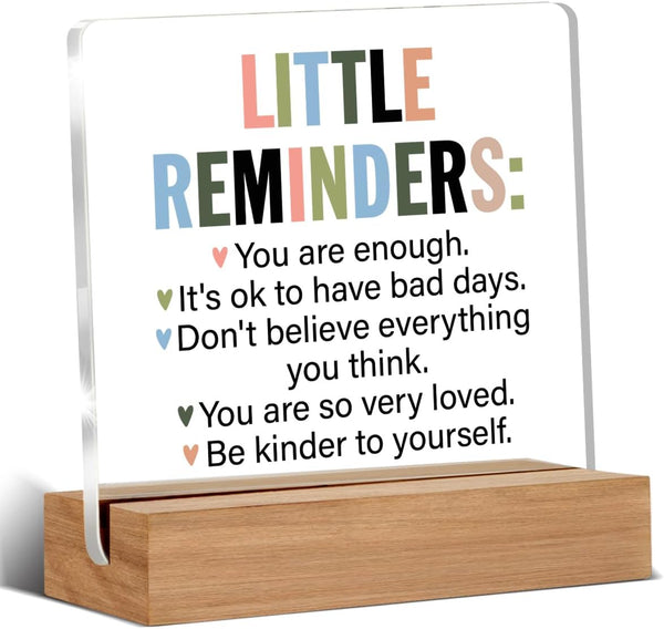 Inspirational Motivational Gifts, You are Enough Clear Desk Decorative Sign with Wooden Stand for Office