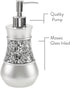 Crackled Glass Silver Hand Soap Dispenser - Decorative Countertop Lotion Dispenser for Bathroom