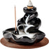 Waterfall Incense Burner, Lotus Backflow Incense Holder with 10 Free Mixed Aromatherapy Cones, Ceramic Censer