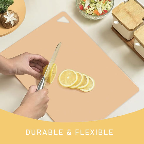 7-Piece Plastic Flexible Cutting Boards for Kitchen, Non-Slip Mats with Food Icons, BPA-Free, 15"x12"