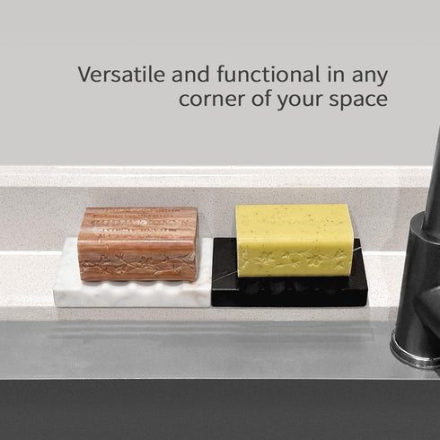CNTBO WeDoDecor Real Marble Soap Dish for Shower Stone Tray Small Bar Soap Holder with Self Draining | Non-Slip, Luxury