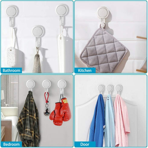 LUXEAR Reusable Suction Cup Hooks, Heavy Duty Hook for Bathroom, Kitchen, 4 Pack