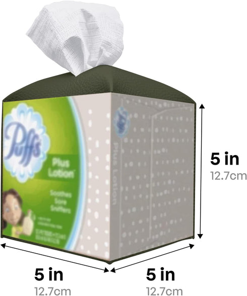 carrotez Modern PU Leather Tissue Box Cover - Decorative Holder for Bathroom, Night Stands, Office, Khaki