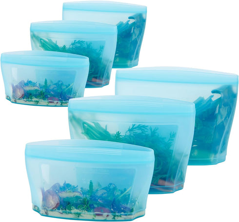 Reusable Silicone Food Storage Bag, Stand Up Food Storage Container, Set of 6 Bowls for Meal Prep, Freezer Safe