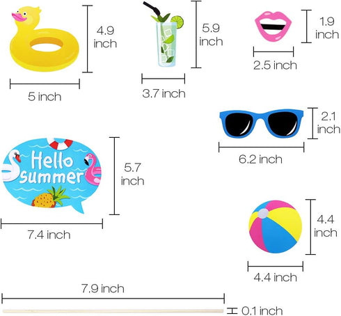 Pool Photo Booth Props for Beach Pool Party, Summer Party Favors, Baby Shower, Birthday, Hawaii