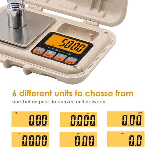 Gram Scale for Food, 300g/0.01g Digital Weight, Mini Pocket Scale with LCD Display for Jewelry, Coins, Herbs, Spices