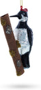Woodpecker Perched on a Branch Glass Ornament for Christmas