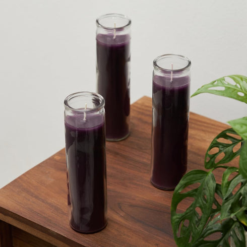Simply Soson 2x8 inch Purple Devotional Candles in Glass Jar, 3 Pack, 90 Hours, Tall Pillar Candles