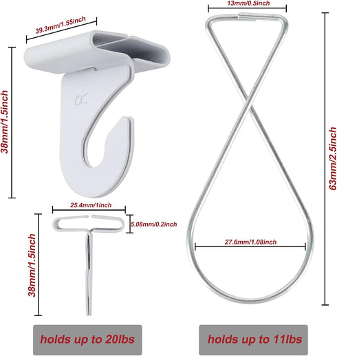 50 Packs 25 25pcs MAKALONE Drop Ceiling Hooks for Hanging, Pairs Right and Left Ceiling Hooks and Ceiling Hook Clips