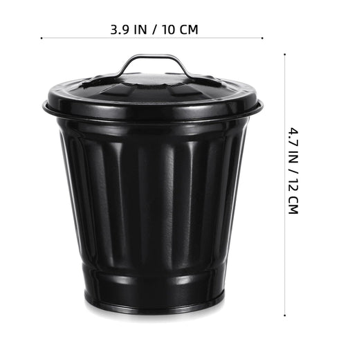 Mini Trash Can, Trash Can Desk Trash Can with Lid Office Garbage Can Countertop Tiny Waste Black Bathroom Garbage Can Basket Outdoor Trash Can for Home Office