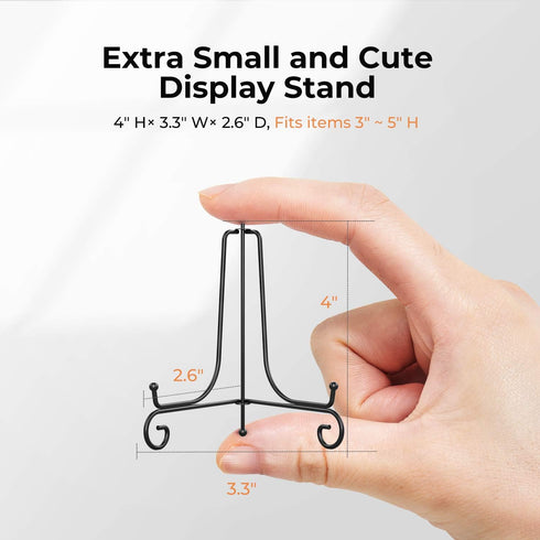 TR-LIFE 4 Inch Plate Stands for Display - 2 Pack Metal Easel Stand for Picture Frame, Decorative Plates