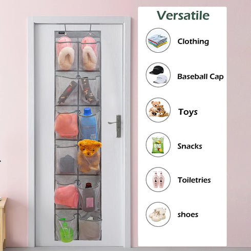 Behind Door Hanging Kids Shoes Organizer Closet Shoe Organizer Shoe Rack with 12 Mesh Pockets (12 Pockets) by ANZORG