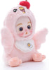 6" Hand-Painted Porcelain Face Doll with Acrylic Cotton Body, Small Ceramic Collectible Doll for Shelf & Desk Decor