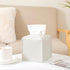 Tissue Box Cover, PU Leather Square Tissue Holder, Facial Paper Organizer for Bathroom Vanity Countertop, Misty Gray