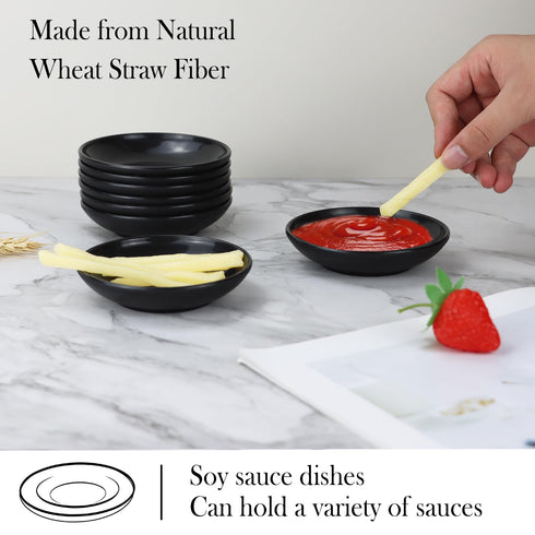 PYRMONT Wheat Straw Dipping Bowls, 2 Oz Soy Sauce Dish Set of 8, Mini Appetizer Plates for Condiments
