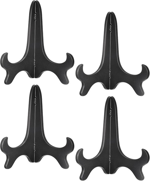 uxcell 4 Pcs 9" Black Wood-like Plastic Folding Easel Plate Holder for Decorative Picture Frame