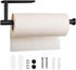 Paper Towel Holder, Under Cabinet Self Adhesive Kitchen Countertop Wall Mount Holder with Screws, Black