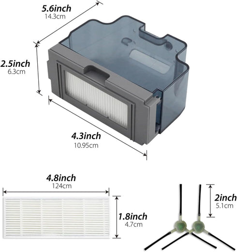 Robot Vacuum Replacements Parts Fit For Lefant M210/M213/M210b, For Okp K2 K2p K3 K4 K5 L1 K2p Robot Vacuum Cleaner, Vacuum Dust Pan, Side Sweep Edge Brush HEPA Filter (Dustbin& Filter&Sweep-10pc)