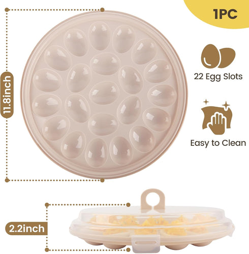 22 HAKSEN Deviled Egg Containers with Lid, Portable Deviled Egg Platter Carrier Holder Trays with Slots for Holiday