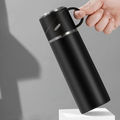 Insulated Water Bottle, Stainless Steel Travel Coffee Mug, Vacuum Flask for Hot and Cold Drinks, 16.23 oz/480ml, Black