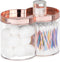 mDesign Plastic Canister Jar Organizer Set with Storage Lid - Clear/Rose Gold Lumiere Collection for Bathroom/Restroom