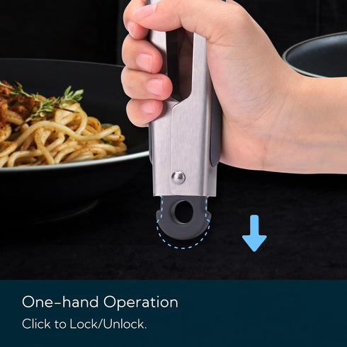KITCHENDAO Tongs for Cooking with Silicone Tips 9 Inch, One-handed for Convenience, Soft-touch Handle, Silicone Tipped Stainless Steel Kitchen Food Grill BBQ Tongs for Non-stick Cookware Air Fryer by KITCHENDAO
