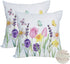 2 Pack Waterproof Spring Floral Pillow Covers, 16x16 Inch Pink Tulip Flower & Lavender Butterfly Outdoor Cushion Case